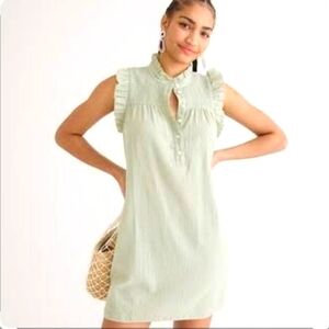 J. Crew  Garden Mini Shift Dress In Soft Cotton Gauze, Light Sage Green, Size L